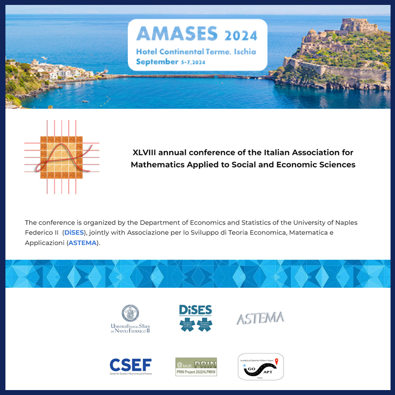AMASES 2024 - XLVIII annual conference of the Italian Association for Mathematics Applied to Social and Economic Sciences